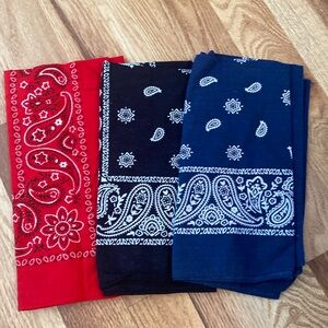 Handkerchief Head wrap Set Red, black, and blue unbranded 100% cotton